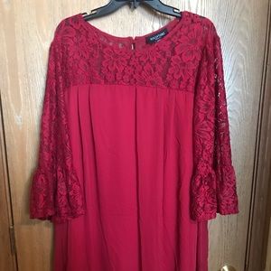 Red dress with lace detail